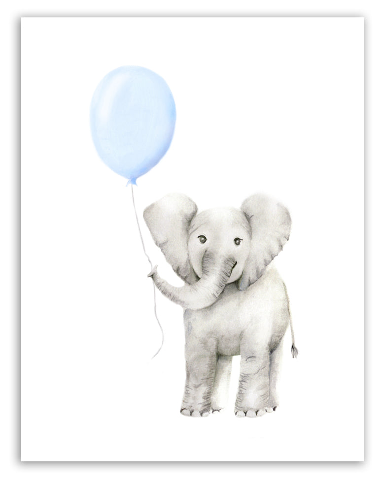 Baby Elephant with Round Balloon Print - Studio Q - Art by Nicky Quartermaine Scott