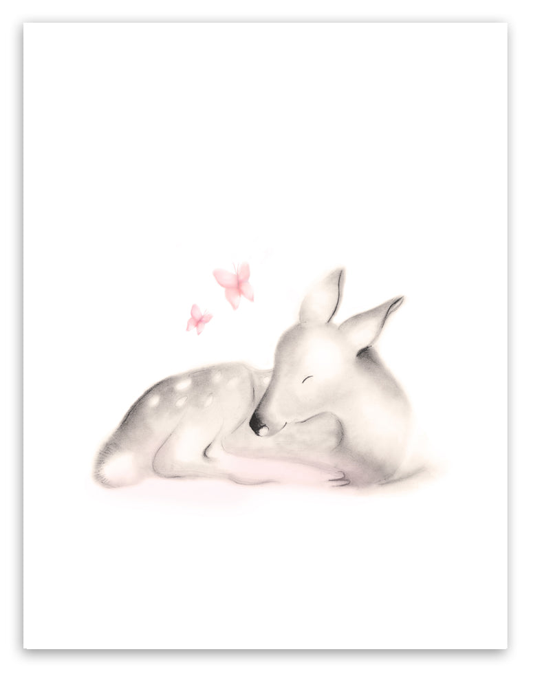 Sleeping Baby Fawn Nursery Art Print - Studio Q - Art by Nicky Quartermaine Scott