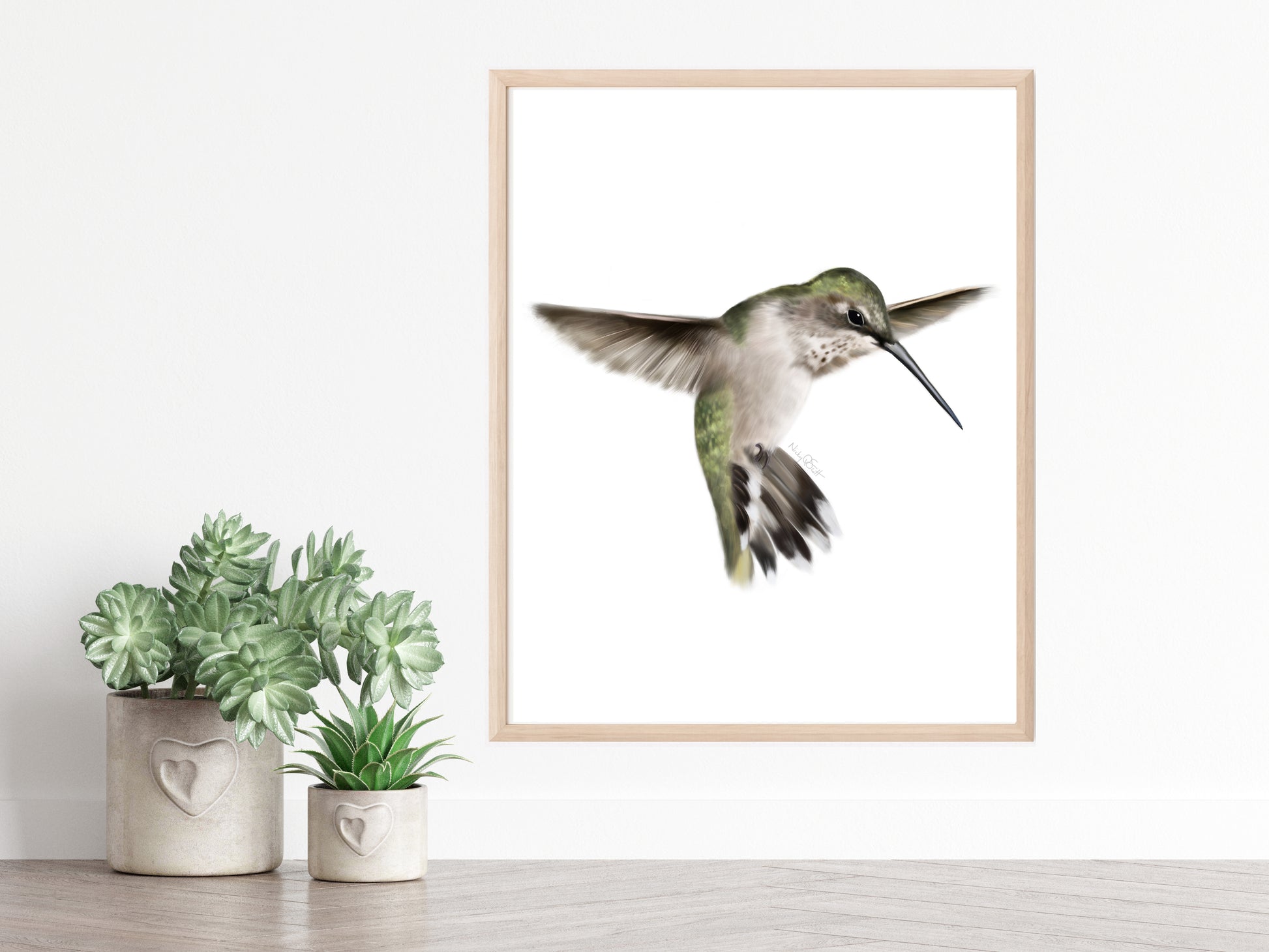 Flying hummingbird in colour by But First Framing on canvas, poster,  wallpaper and more