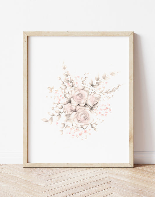 Flower 3 Art Print - Sweet Blush - Studio Q - Art by Nicky Quartermaine Scott