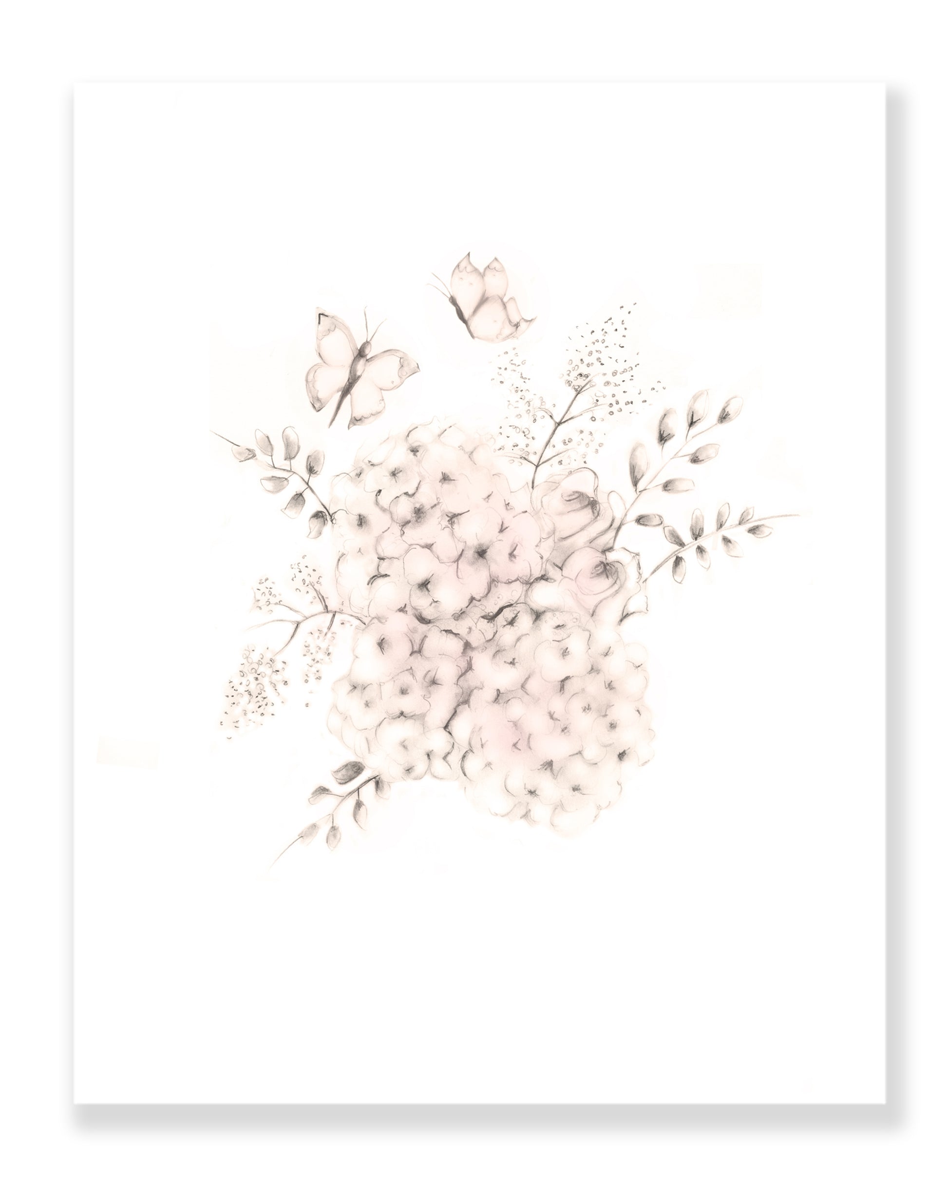 Flower and Butterfly Nursery Art Print- Sweet Blush - Studio Q - Art by Nicky Quartermaine Scott