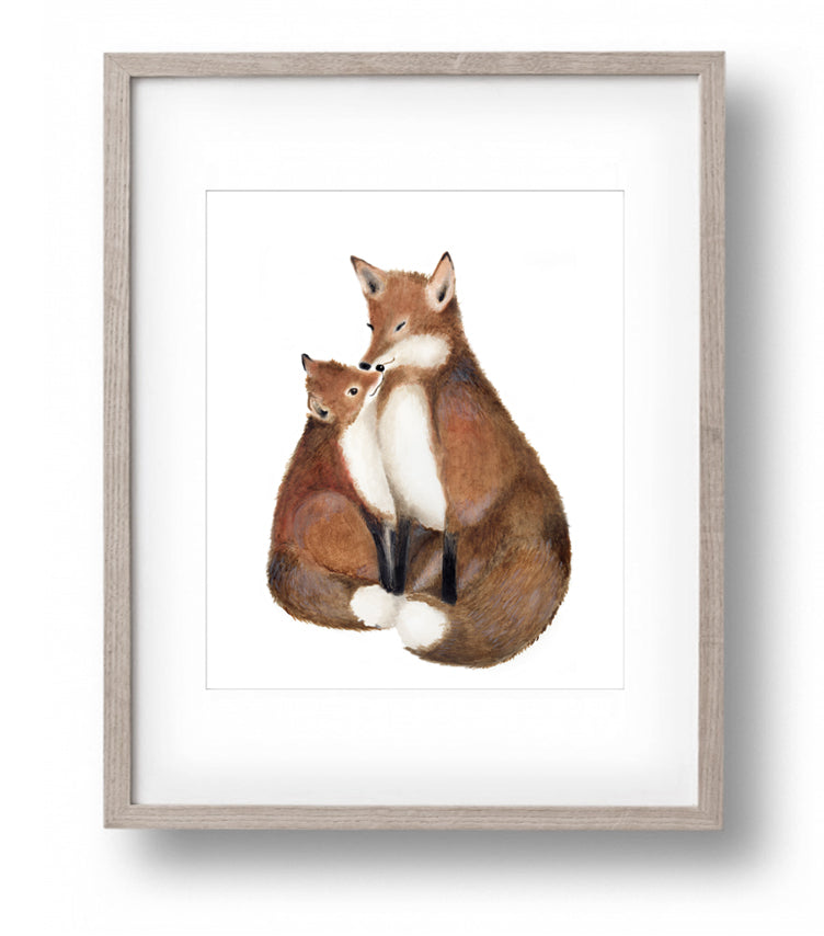 Mother and Baby Fox Nursery Art Print - Studio Q - Art by Nicky Quartermaine Scott