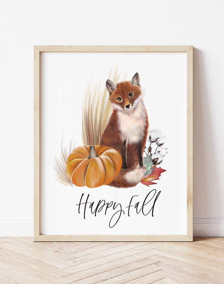 Happy Fall Fox Art Print- Studio Q - Art by Nicky Quartermaine Scott