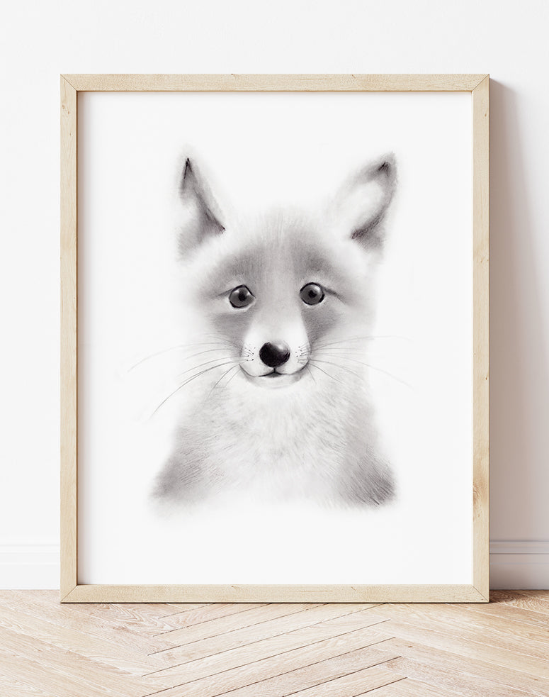 Fox Sketch Fluffy Face Print - Studio Q - Art by Nicky Quartermaine Scott