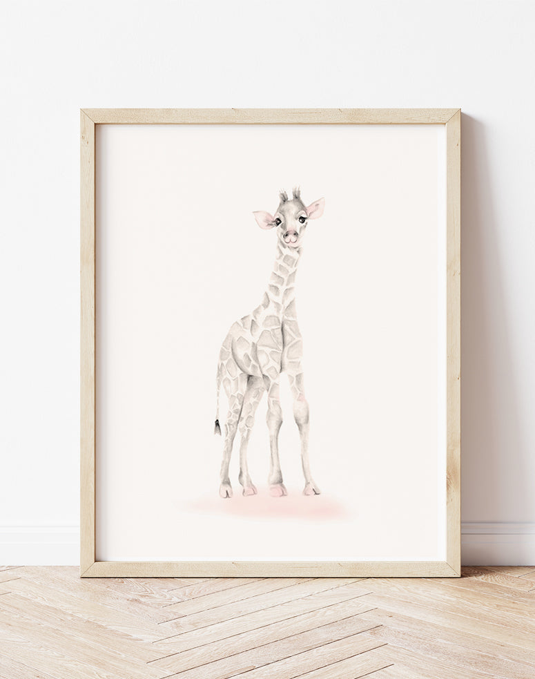 Giraffe Nursery Art Print - Sweet Blush - Studio Q - Art by Nicky Quartermaine Scott