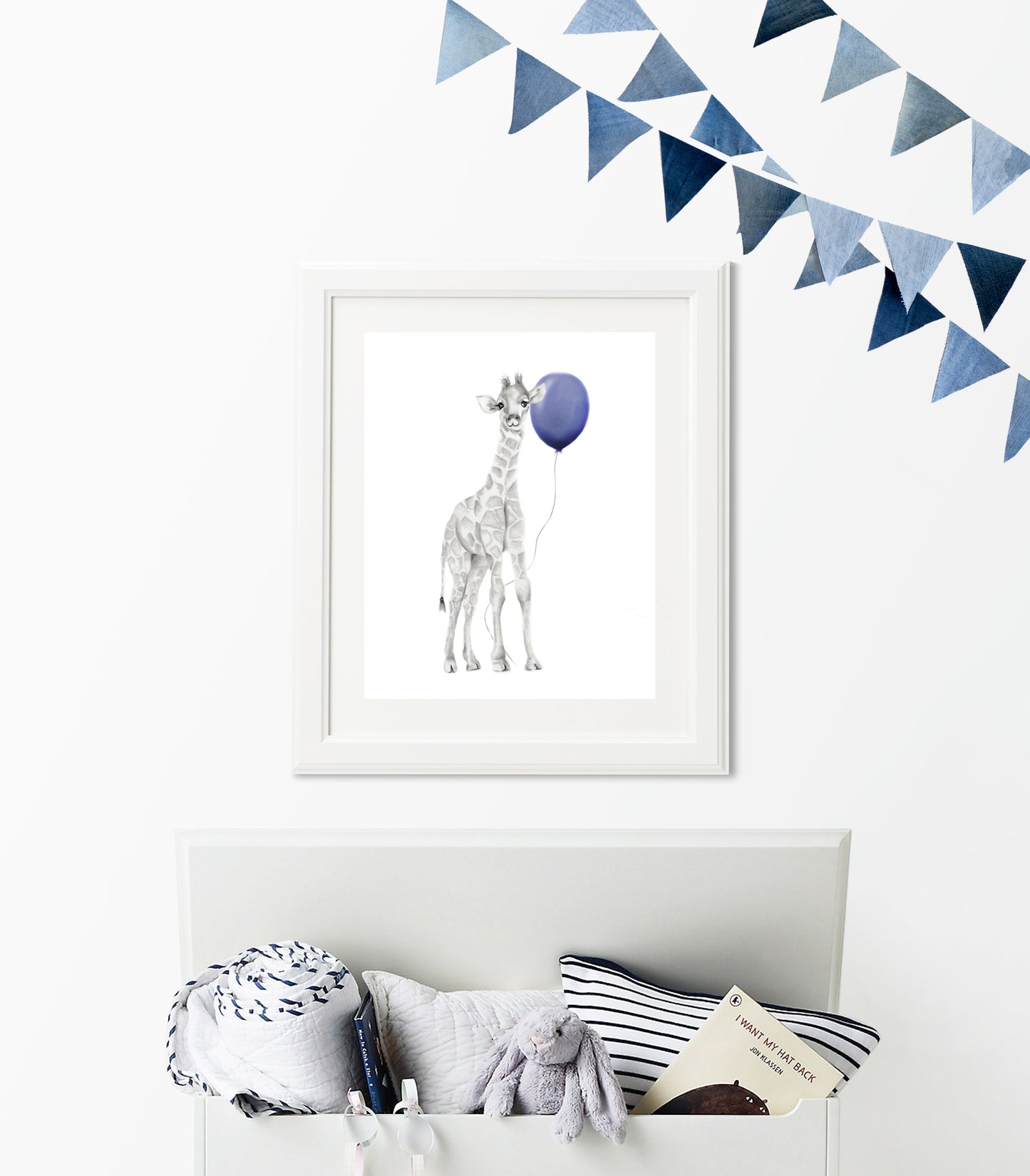 Baby Giraffe with Balloon Print - Studio Q - Art by Nicky Quartermaine Scott
