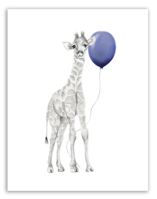 Baby Giraffe with Balloon Print - Studio Q - Art by Nicky Quartermaine Scott