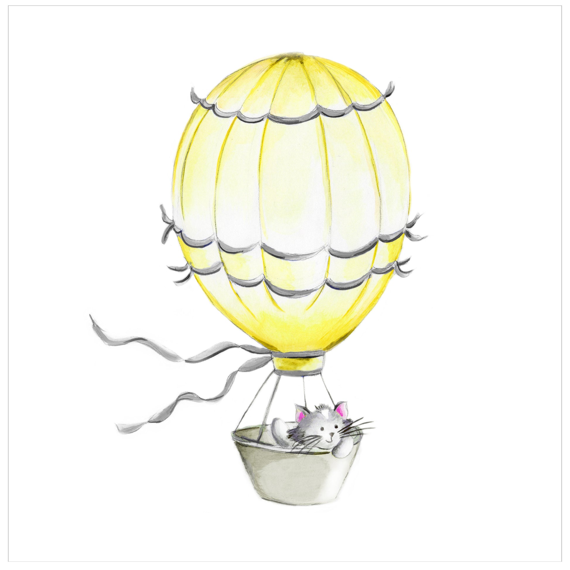 Hot Air Balloon with Kitty - Studio Q - Art by Nicky Quartermaine Scott