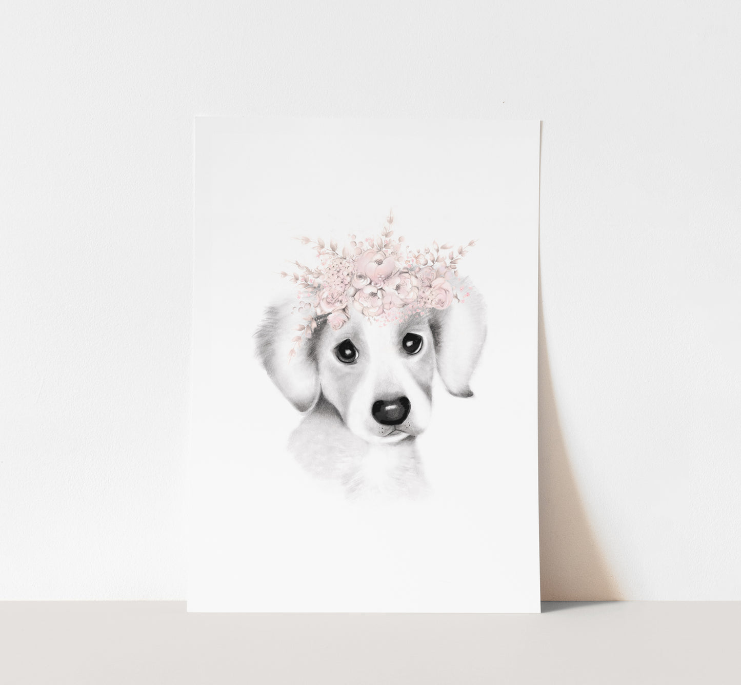 Jack Russell Pup Floral Crown Print - Studio Q - Art by Nicky Quartermaine Scott