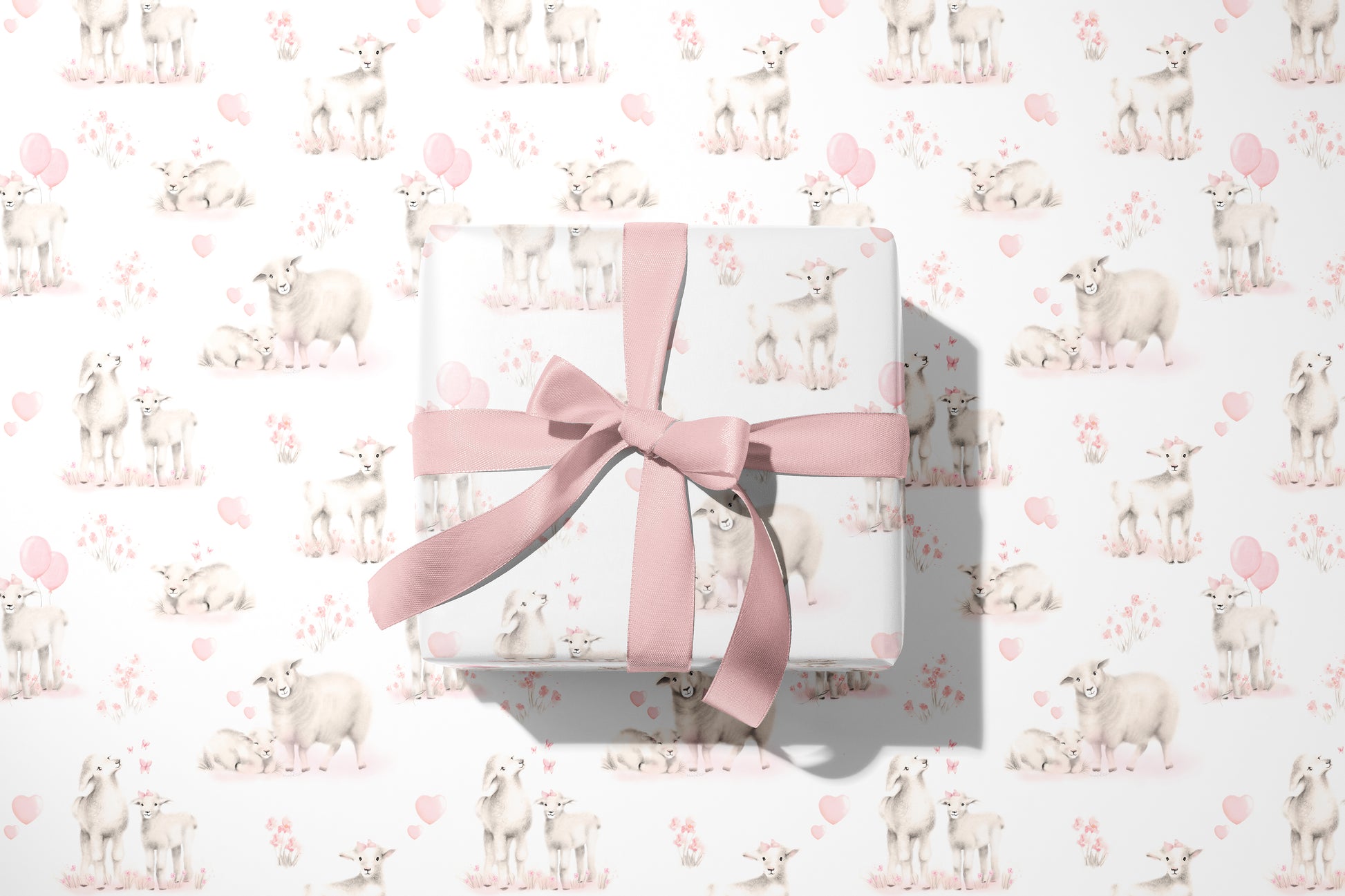 Baby Lamb and Sheep Wrapping Paper - Studio Q - Art by Nicky Quartermaine Scott