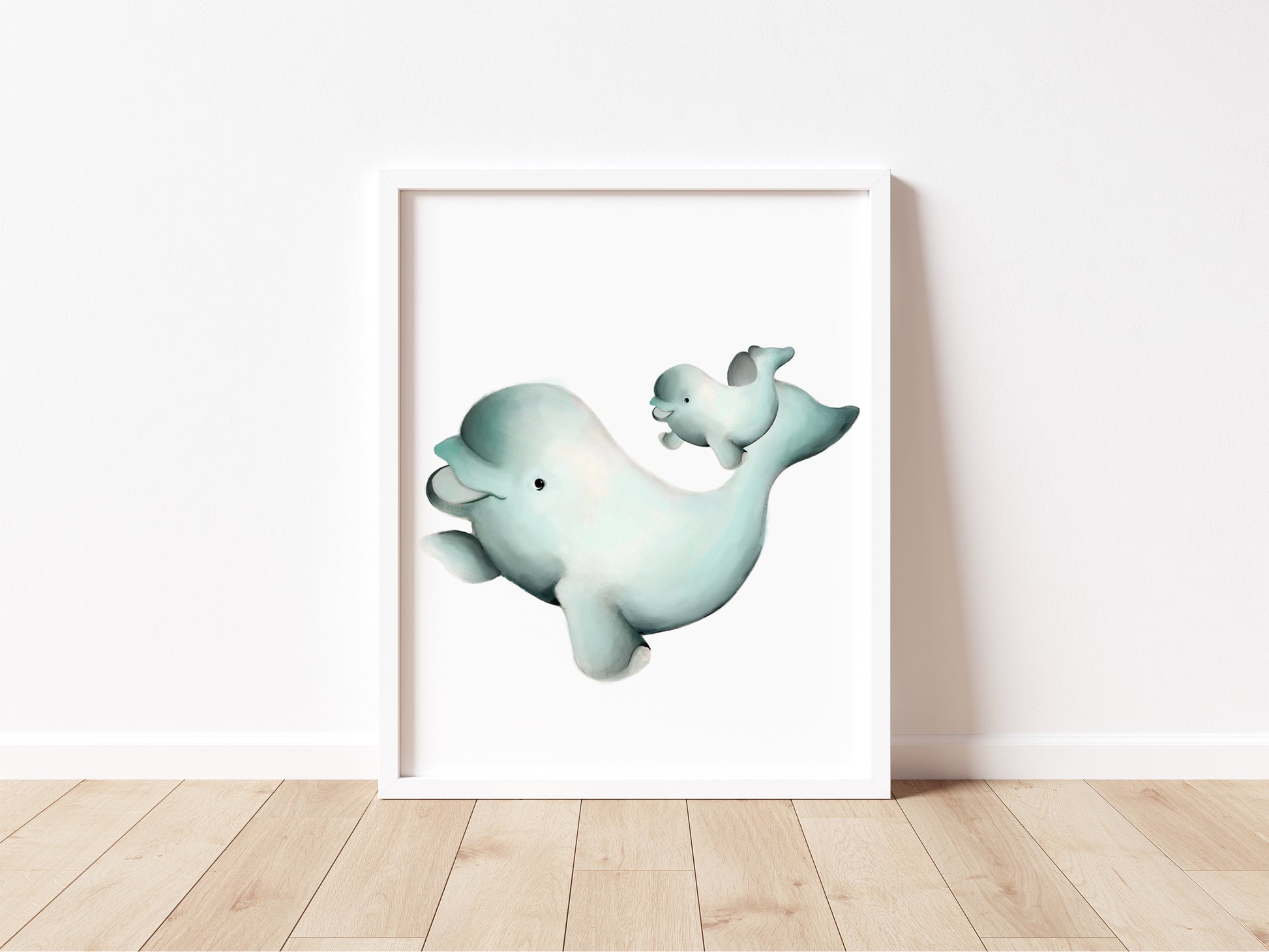 Mama and Baby Beluga Whale Print - Studio Q - Art by Nicky Quartermaine Scott