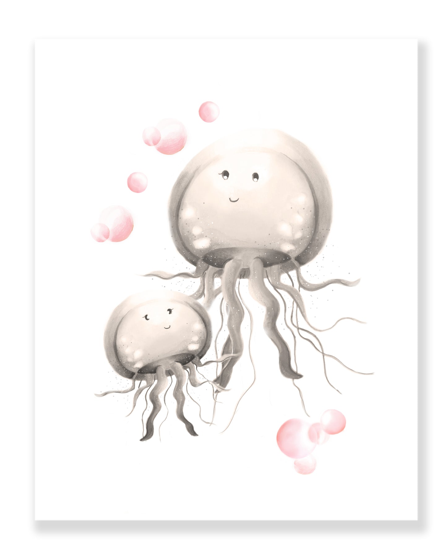 Jellyfish Nursery Art Print - Sweet Blush - Studio Q - Art by Nicky Quartermaine Scott