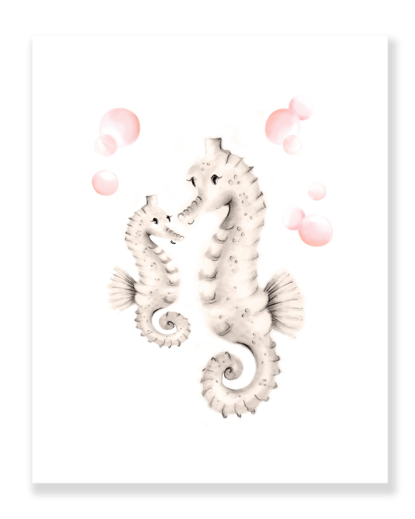 Seahorses Nursery Art Print - Sweet Blush- Studio Q - Art by Nicky Quartermaine Scott
