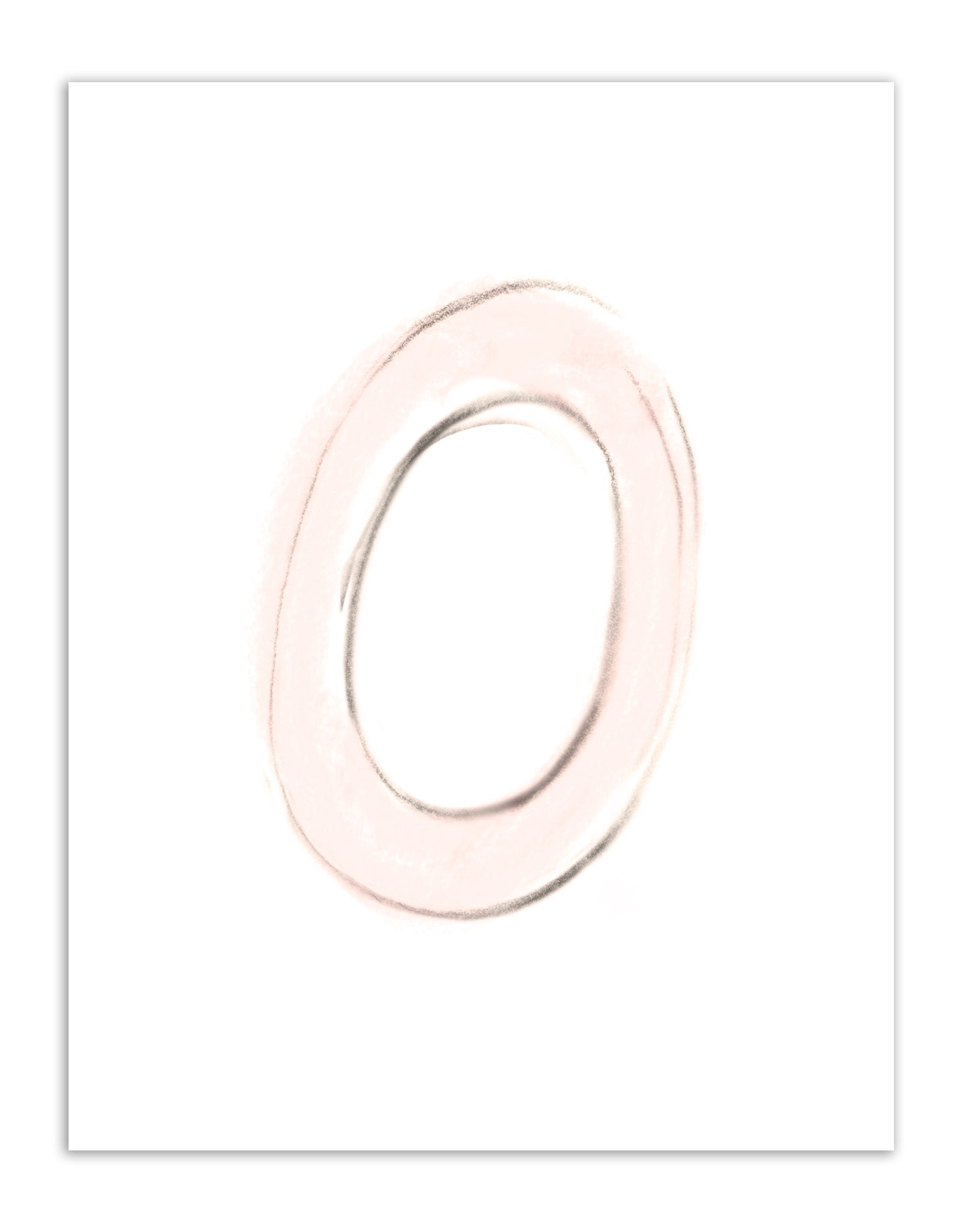 Drawing of the letter O in shades of pink and sepia - Studio Q - Art by Nicky Quartermaine Scott