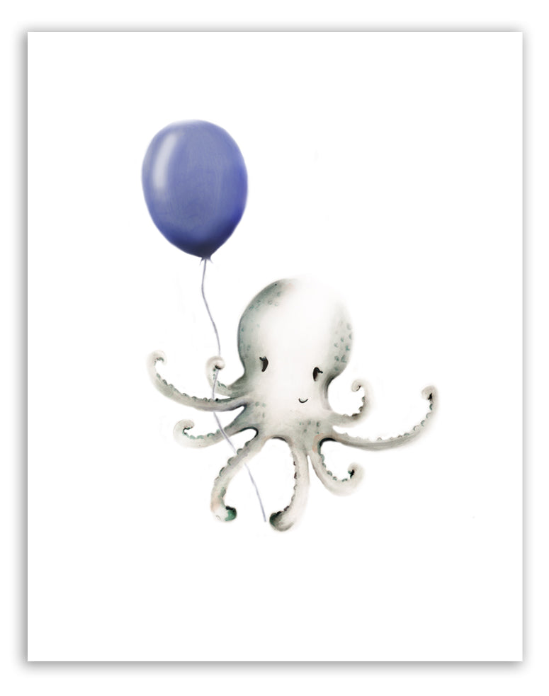 Octopus with Balloon Print - Studio Q - Art by Nicky Quartermaine Scott