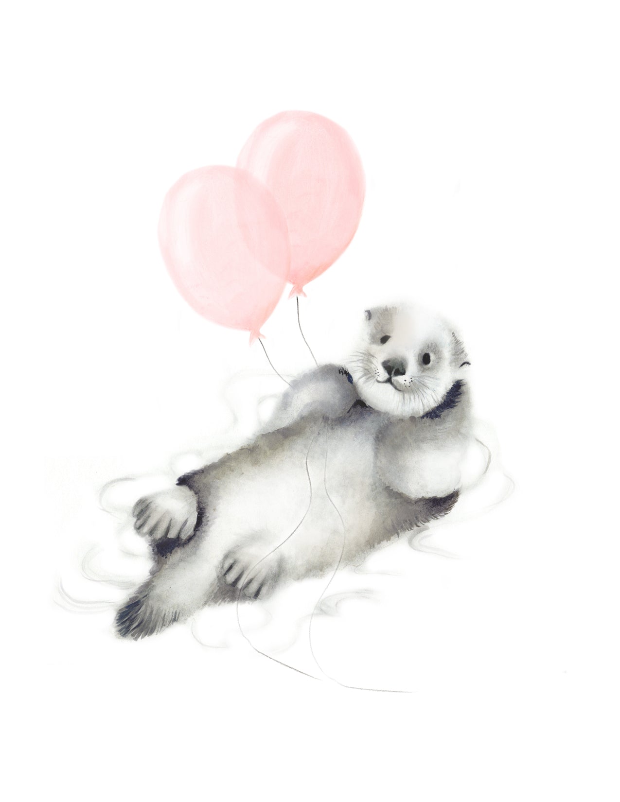 Otter with Balloons Art Print - Studio Q - Art by Nicky Quartermaine Scott