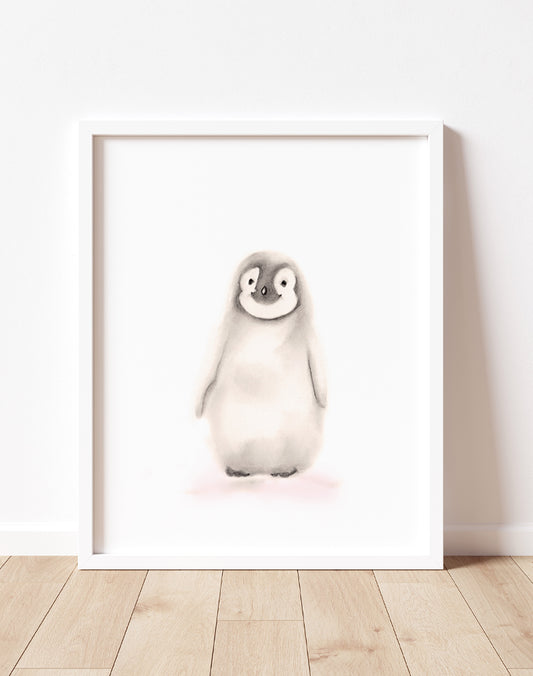 Penguin Nursery Print in Sweet Blush- Studio Q - Art by Nicky Quartermaine Scott