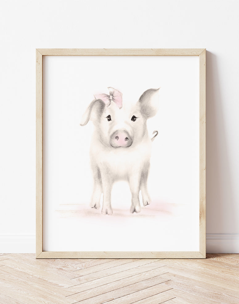 Pig Nursery Print - Sweet Blush - Studio Q - Art by Nicky Quartermaine Scott