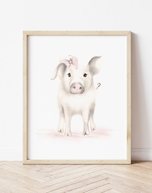 Pig Nursery Print - Sweet Blush - Studio Q - Art by Nicky Quartermaine Scott