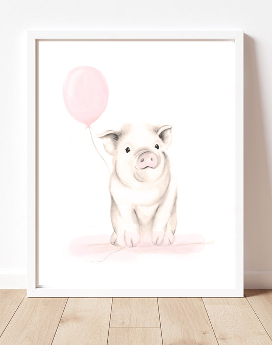 Baby Pig Nursery Print - Sweet Blush- Studio Q - Art by Nicky Quartermaine Scott