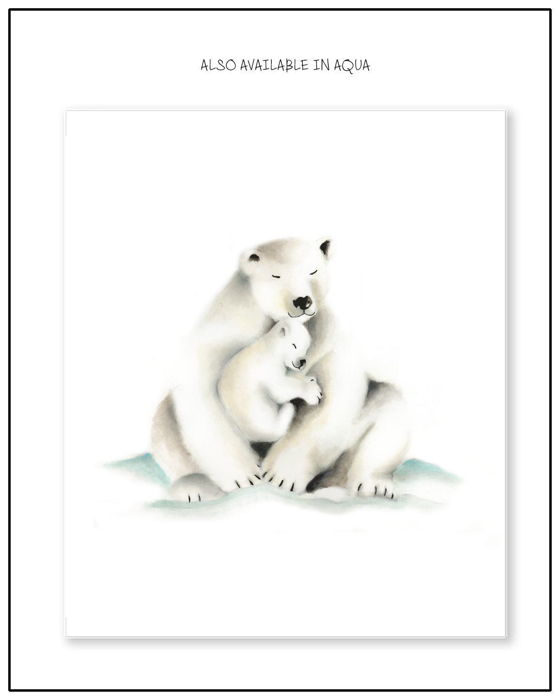 Polar Bear Mama and Baby Arctic in Blush Nursery Print