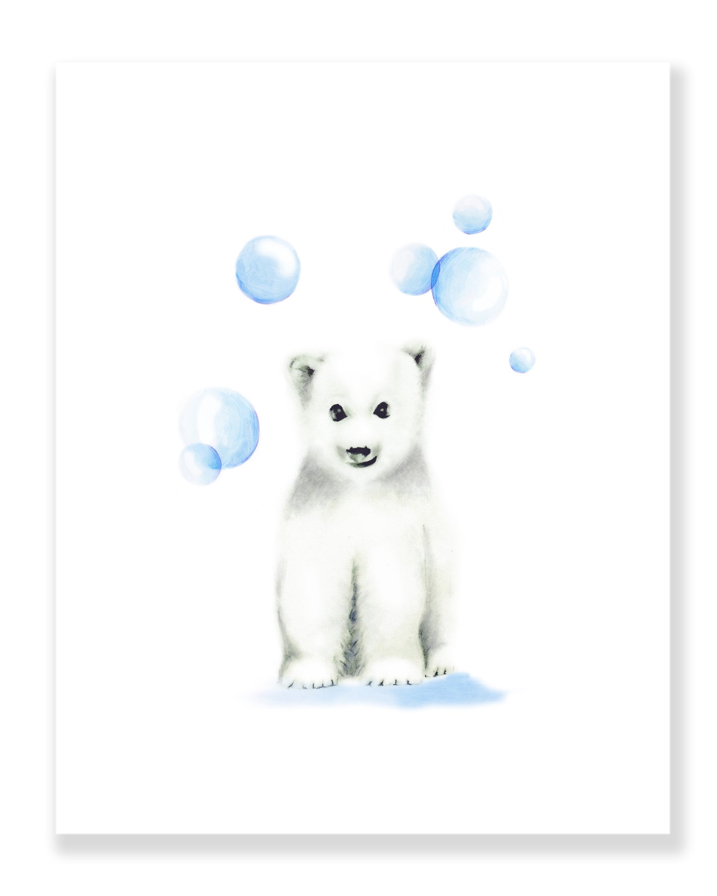 Polar Bear with Bubbles Nursery Art Print - Studio Q - Art by Nicky Quartermaine Scott