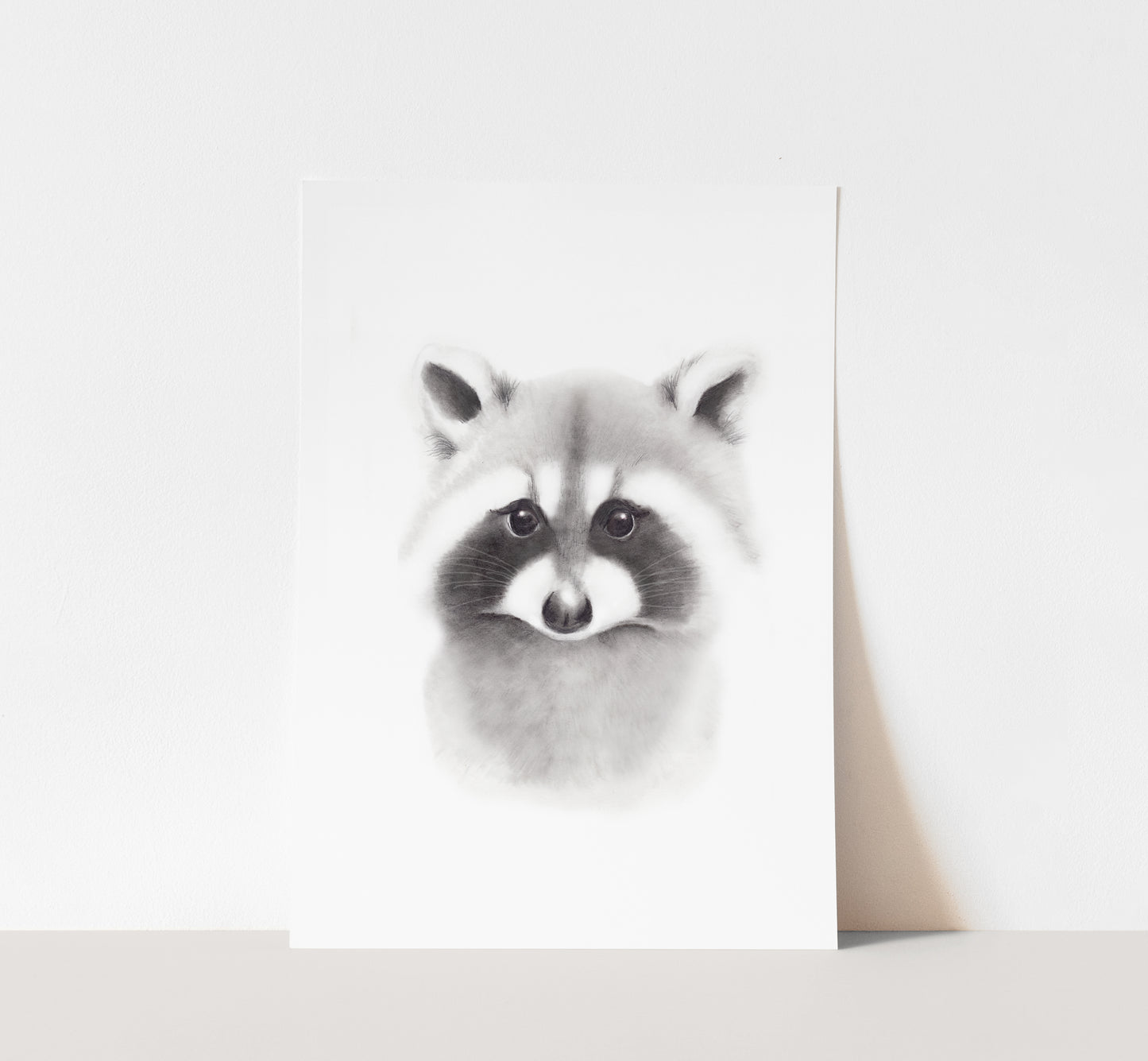 Raccoon Sketch Fluffy Face Nursery Art Print- Studio Q - Art by Nicky Quartermaine Scott