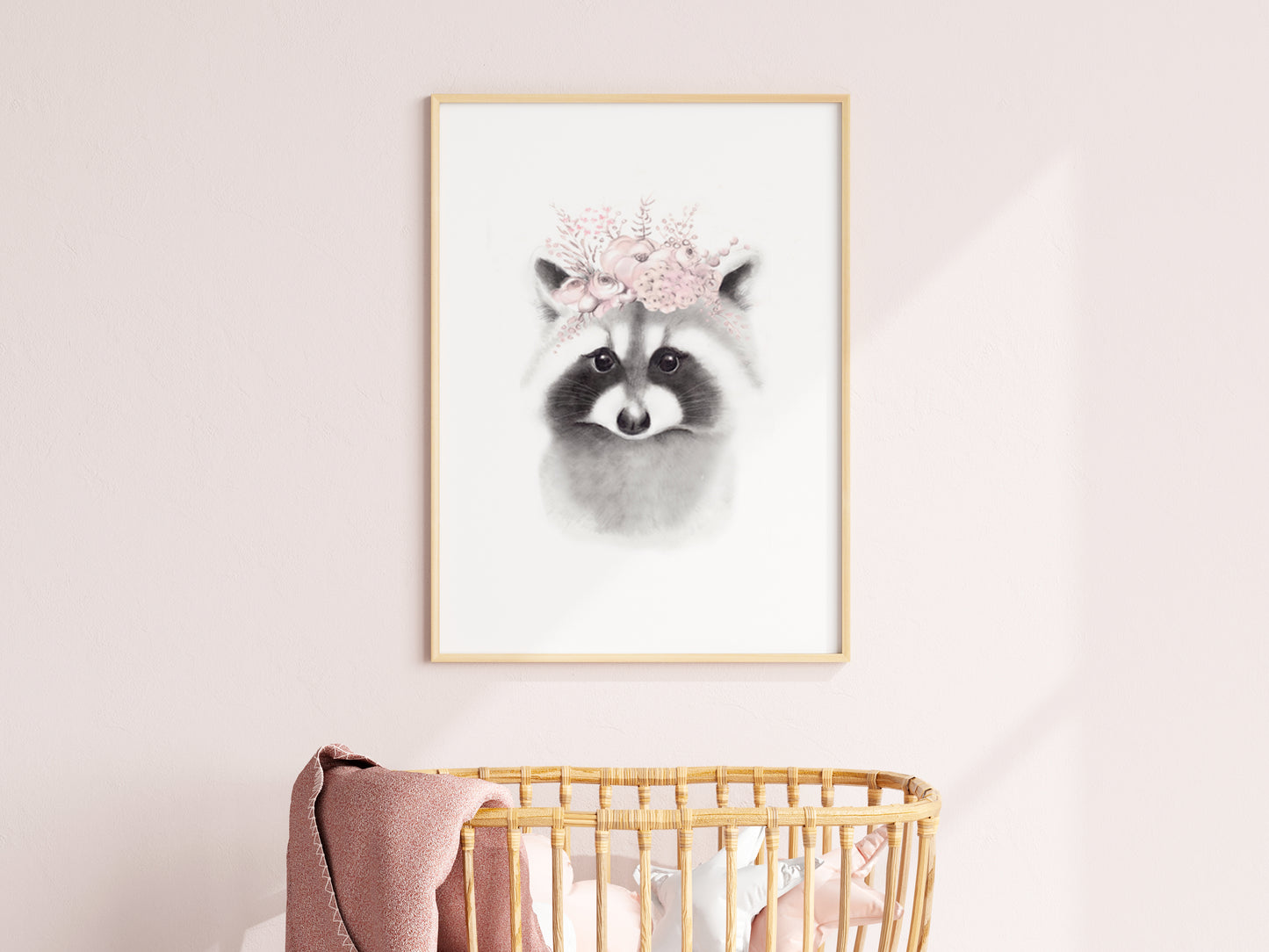 Raccoon Blush Flower Crown Print - Studio Q - Art by Nicky Quartermaine Scott