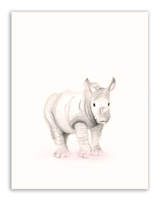 Rhino Nursery Art Print - Sweet Blush - Studio Q - Art by Nicky Quartermaine Scott