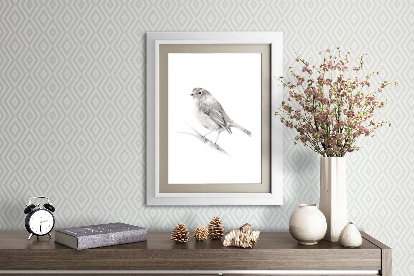 Bird (Robin) Pencil Drawing Print - Studio Q - Art by Nicky Quartermaine Scott