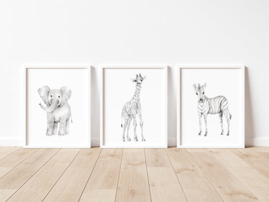 Safari Nursery Art Prints - Set of 3 - Studio Q - Art by Nicky Quartermaine Scott