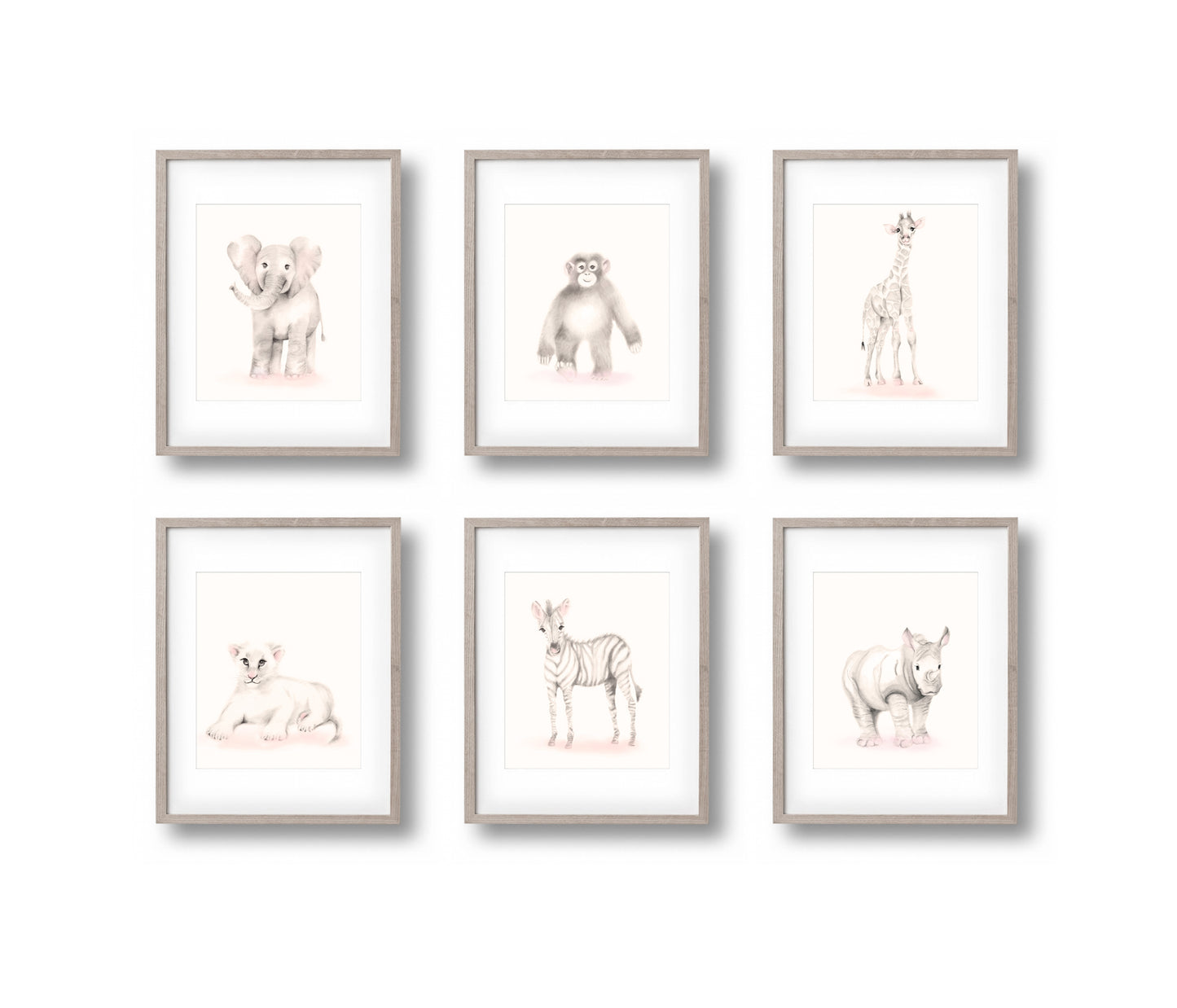 Safari Animal Print Set 6 - Sweet Blush - Studio Q - Art by Nicky Quartermaine Scott