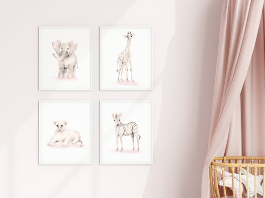 Safari Animal Prints - Set of 4 - Sweet Blush