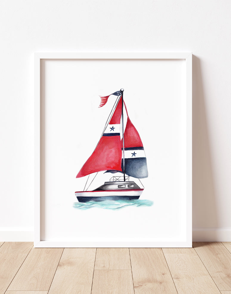 Sail Boat Nursery Art Print- Studio Q - Art by Nicky Quartermaine Scott