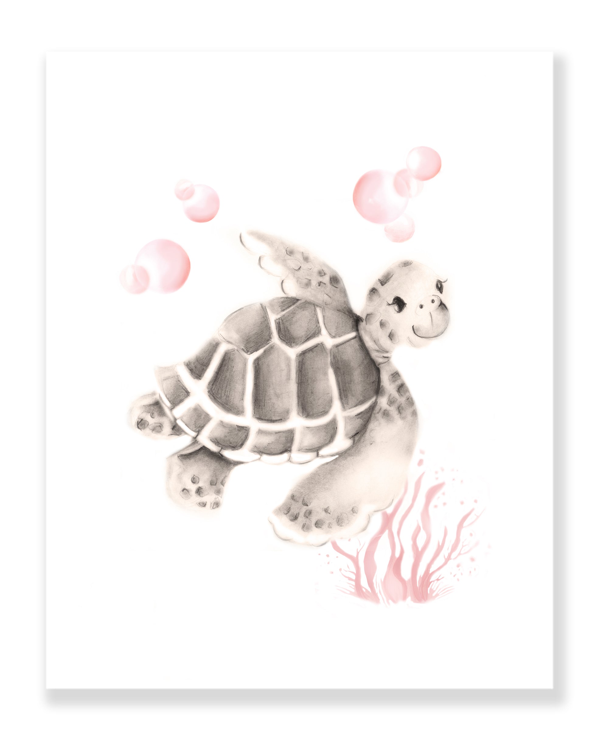 Turtle Nursery Art Print - Sweet Blush- Studio Q - Art by Nicky Quartermaine Scott