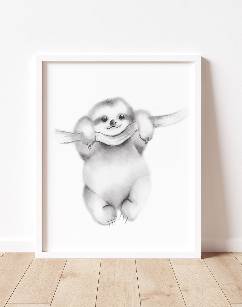 Sloth Pencil Drawing Print- Studio Q - Art by Nicky Quartermaine Scott