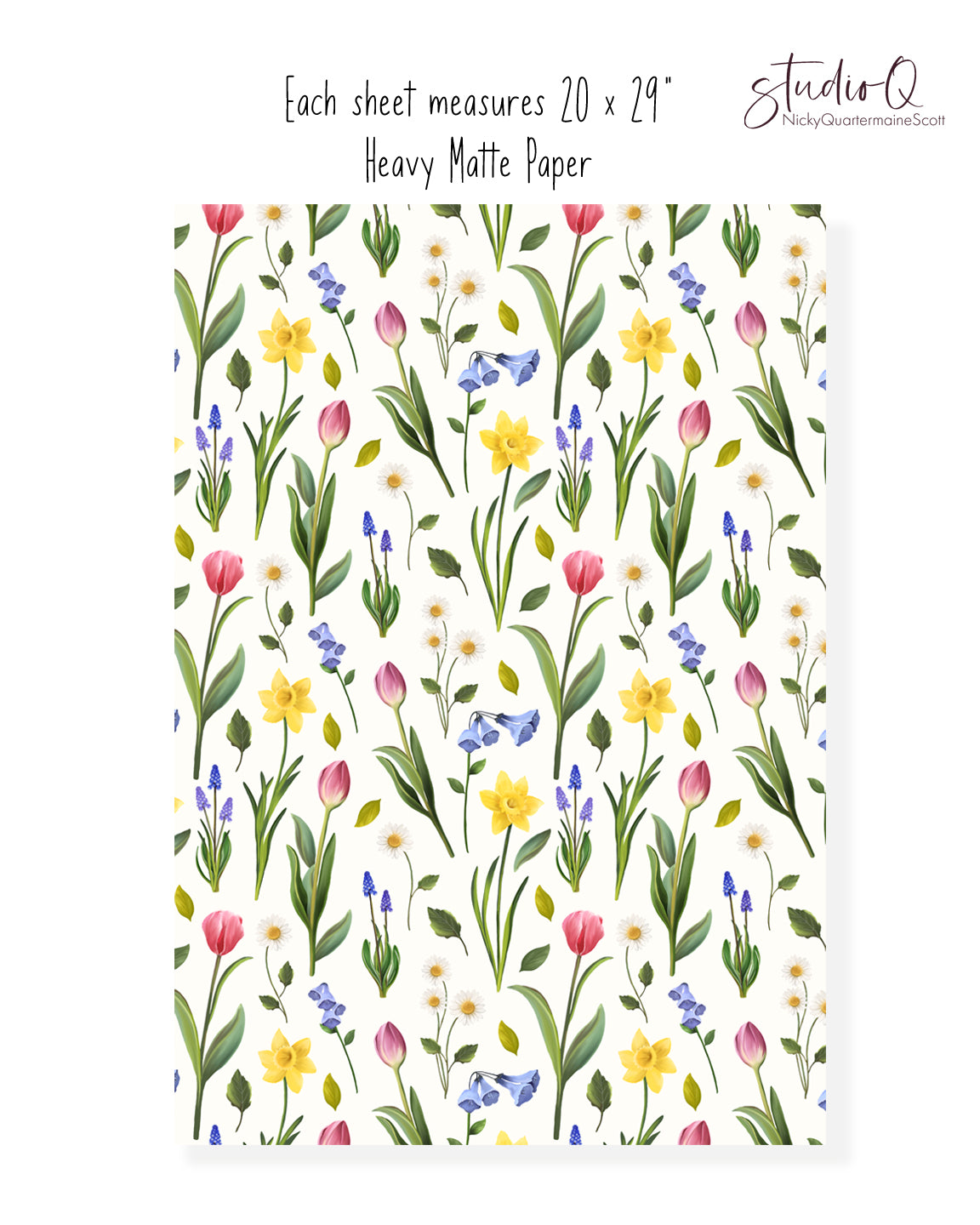 Springtime Florals Wrapping Paper- Studio Q - Art by Nicky Quartermaine Scott