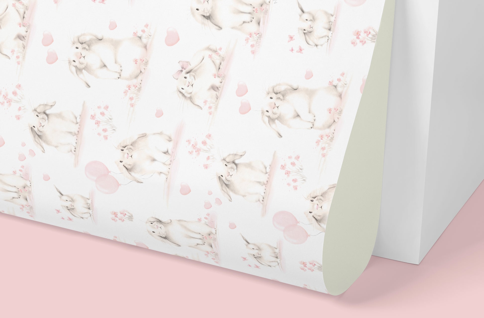 Sweet Blush Bunny Wrapping Paper - Studio Q - Art by Nicky Quartermaine Scott