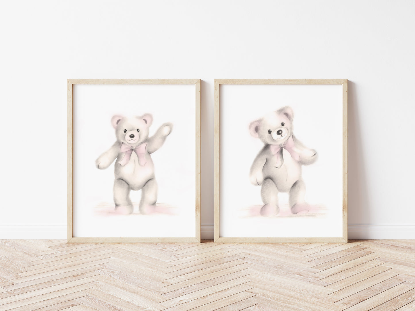 Teddy Bears Nursery Art Print in Sweet Blush - Set of 2- Studio Q - Art by Nicky Quartermaine Scott