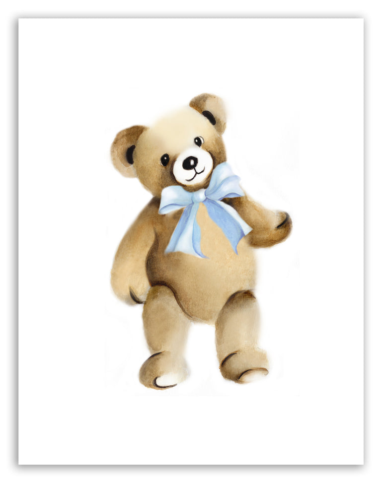 Teddy Bear with Bow Nursery Print - Studio Q - Art by Nicky Quartermaine Scott