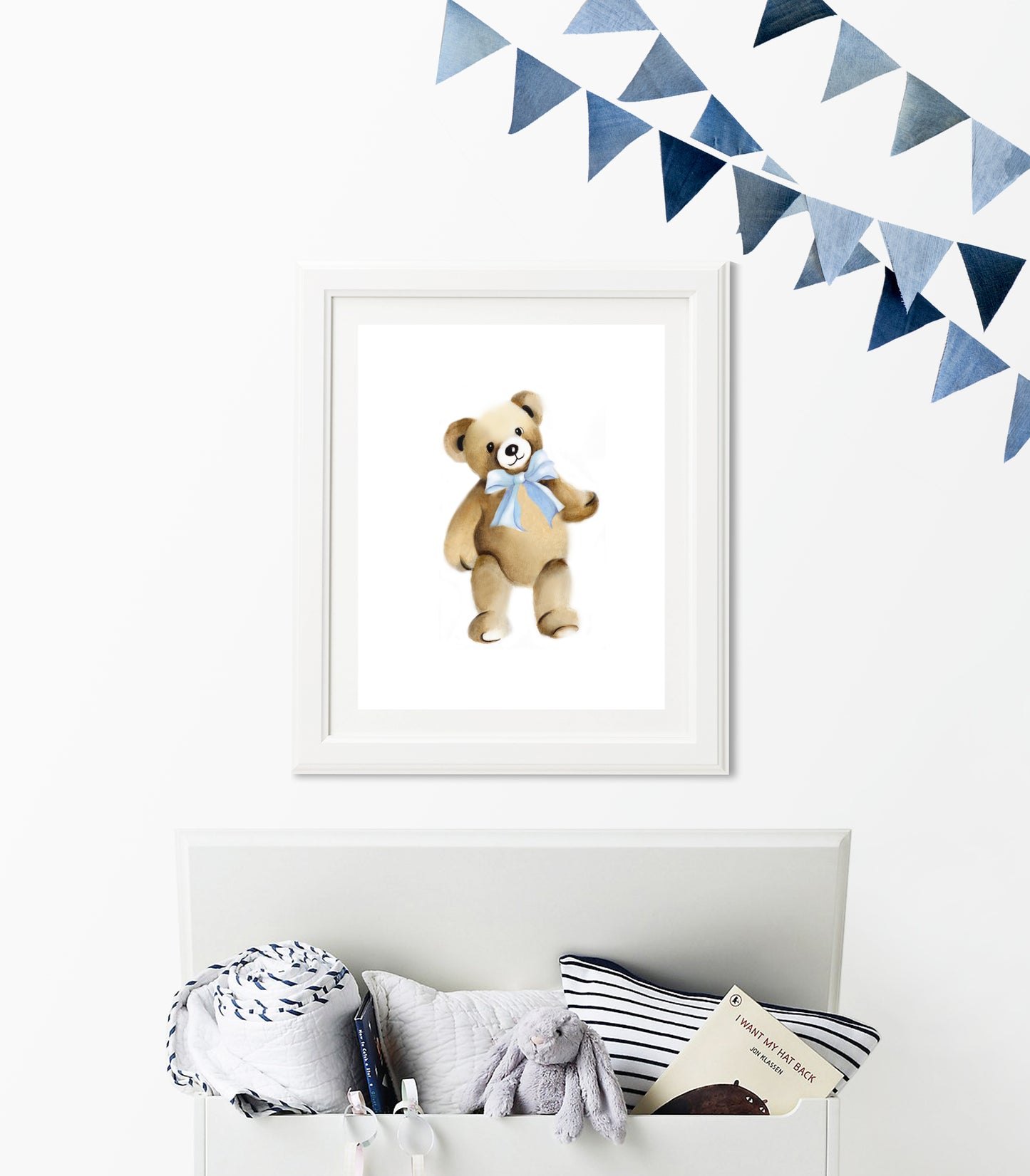 Teddy Bear with Bow Nursery Print - Studio Q - Art by Nicky Quartermaine Scott