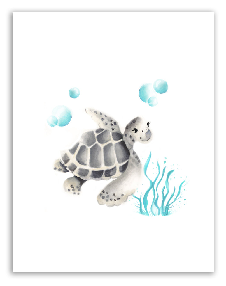 Turtle with Bubbles Print - Studio Q - Art by Nicky Quartermaine Scott