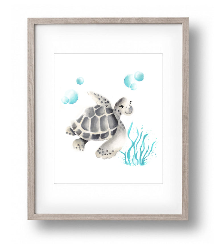 Turtle with Bubbles Print - Studio Q - Art by Nicky Quartermaine Scott
