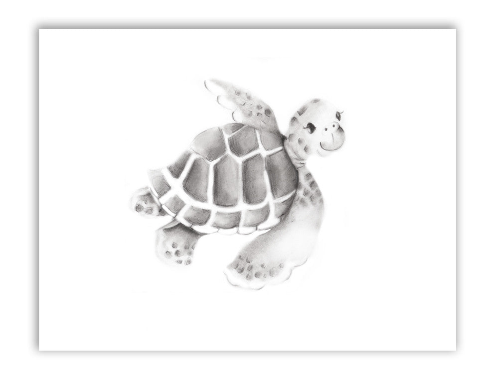 Sea Turtle Pencil Drawing Print - Studio Q - Art by Nicky Quartermaine Scott