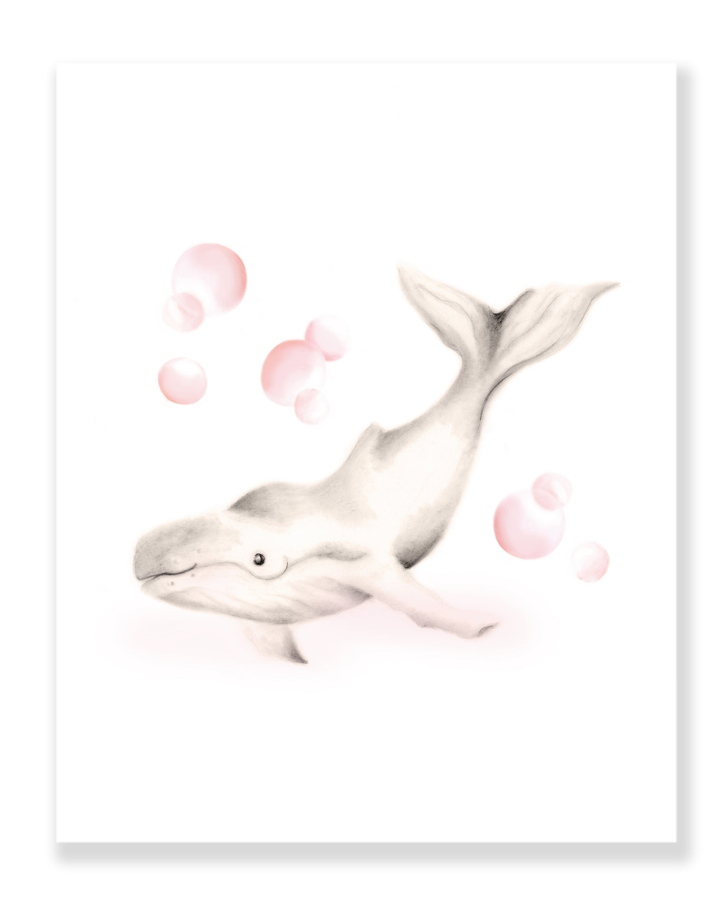 Whale Nursery Art Print - Sweet Blush - Studio Q - Art by Nicky Quartermaine Scott