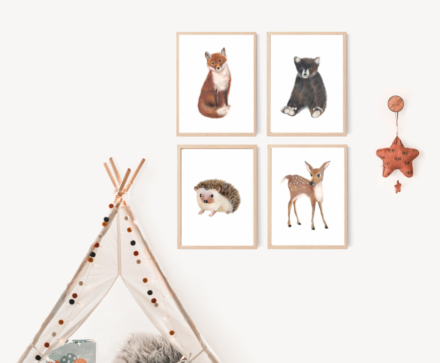 Woodland Nursery Art Set of 4 Prints - Studio Q - Art by Nicky Quartermaine Scott