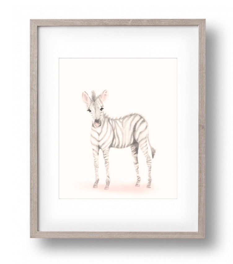 Zebra Nursery Art Print - Sweet Blush - Studio Q - Art by Nicky Quartermaine Scott